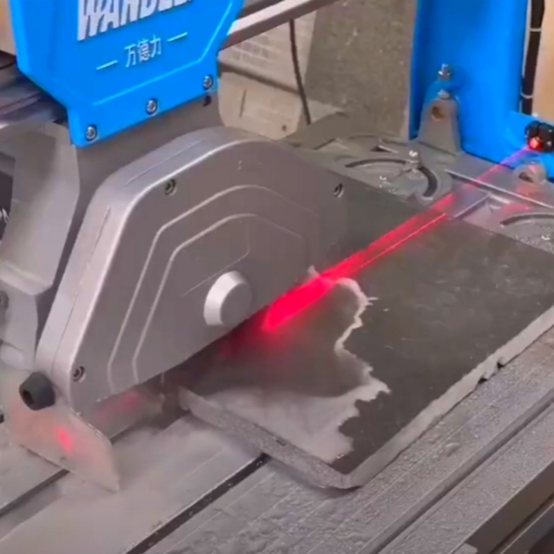 Tile cutter laser positioning under precision cutting video
